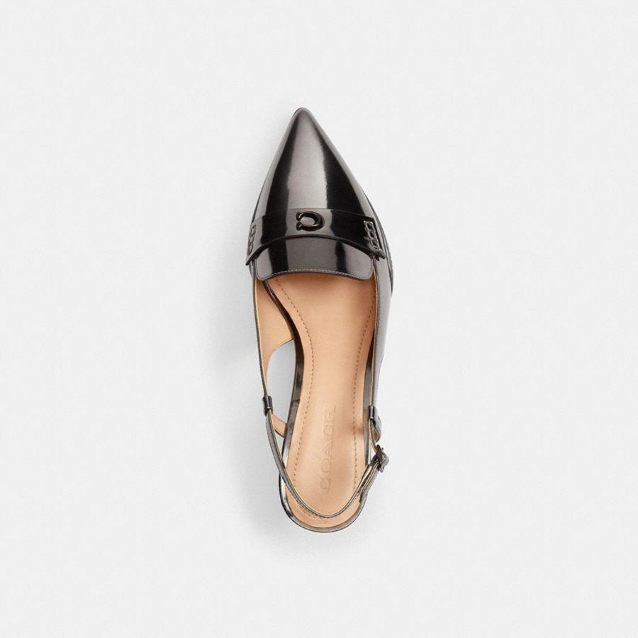 Silver Women COACH® Nikola Hybrid Slingback Pumps | 34729YDSN