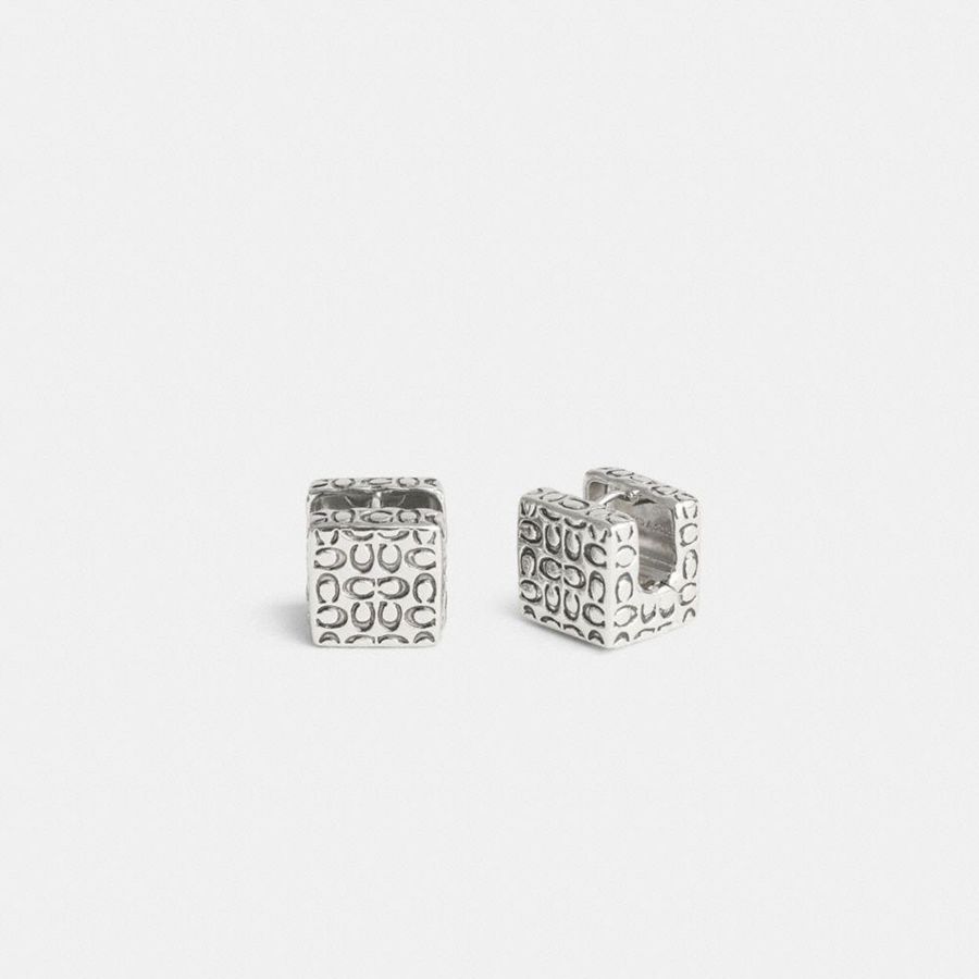 Silver Women COACH® Quilted Cube Earrings Jewelry | 04571AWSP