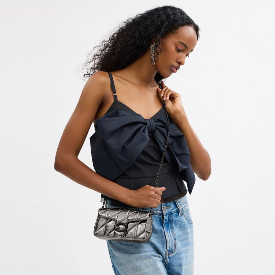 Silver Women COACH® Tabby Crossbody Wristlet With Quilting Clutch Bags | 46379FRGJ