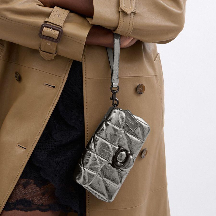 Silver Women COACH® Tabby Crossbody Wristlet With Quilting Clutch Bags | 46379FRGJ