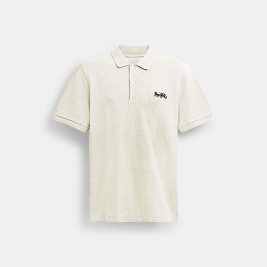 White Men COACH® Horse And Carriage Classic Polo In Organic Cotton T-Shirt | 08236CFZP