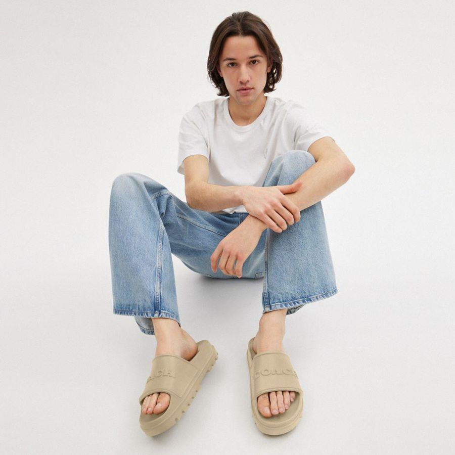 White Men COACH® Jesse Slide Sandals | 86947NIDL