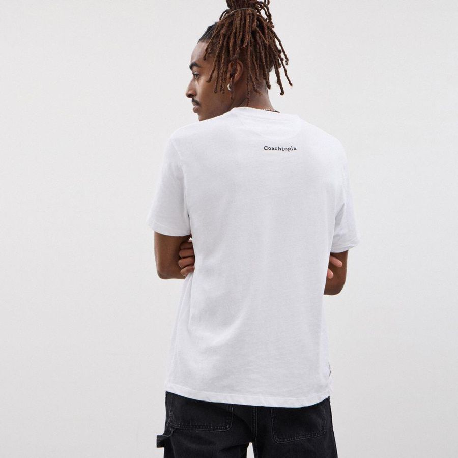 White Men COACH® Relaxed With Wasty Print T-Shirt | 87523ZUJG