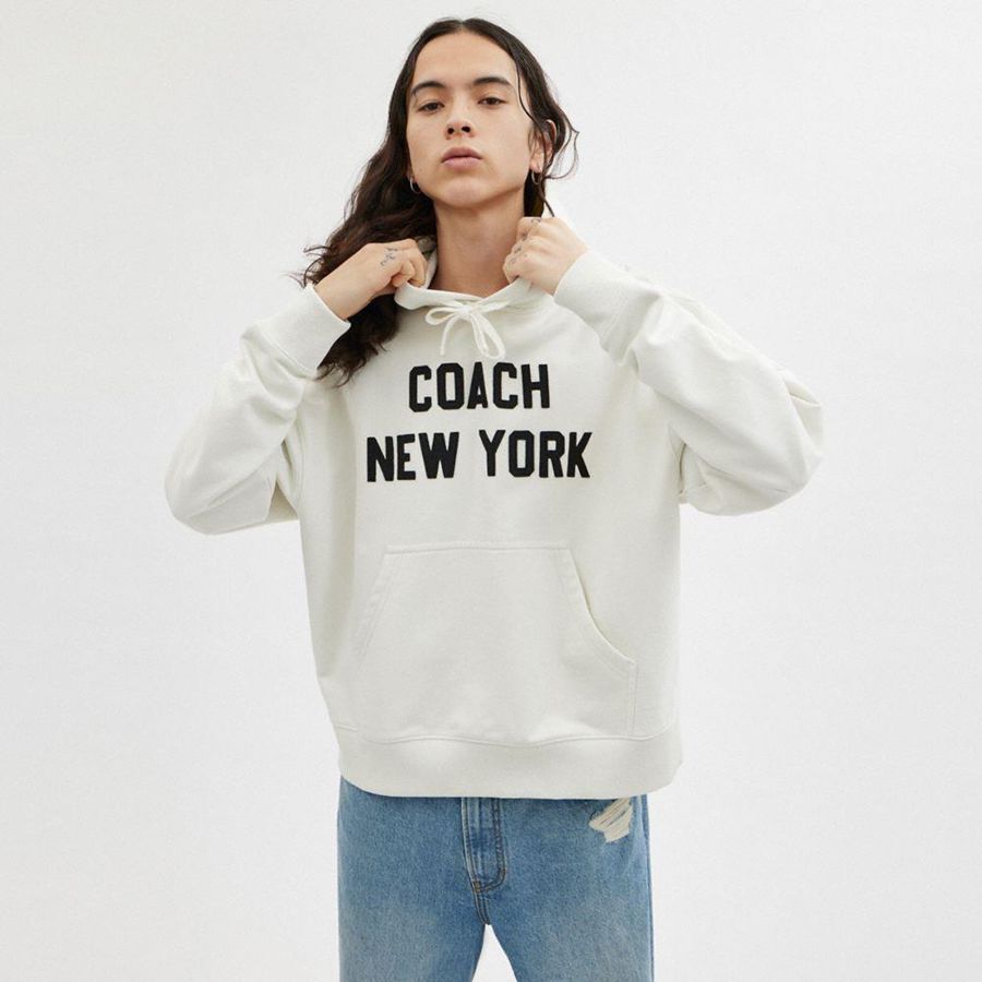 White Men COACH® Sweatshirt Hoodie | 91526GTEM
