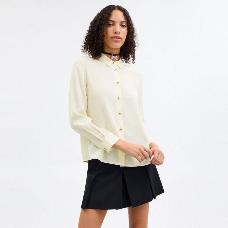 White Women COACH® Blouse Shirt | 53147FCKS