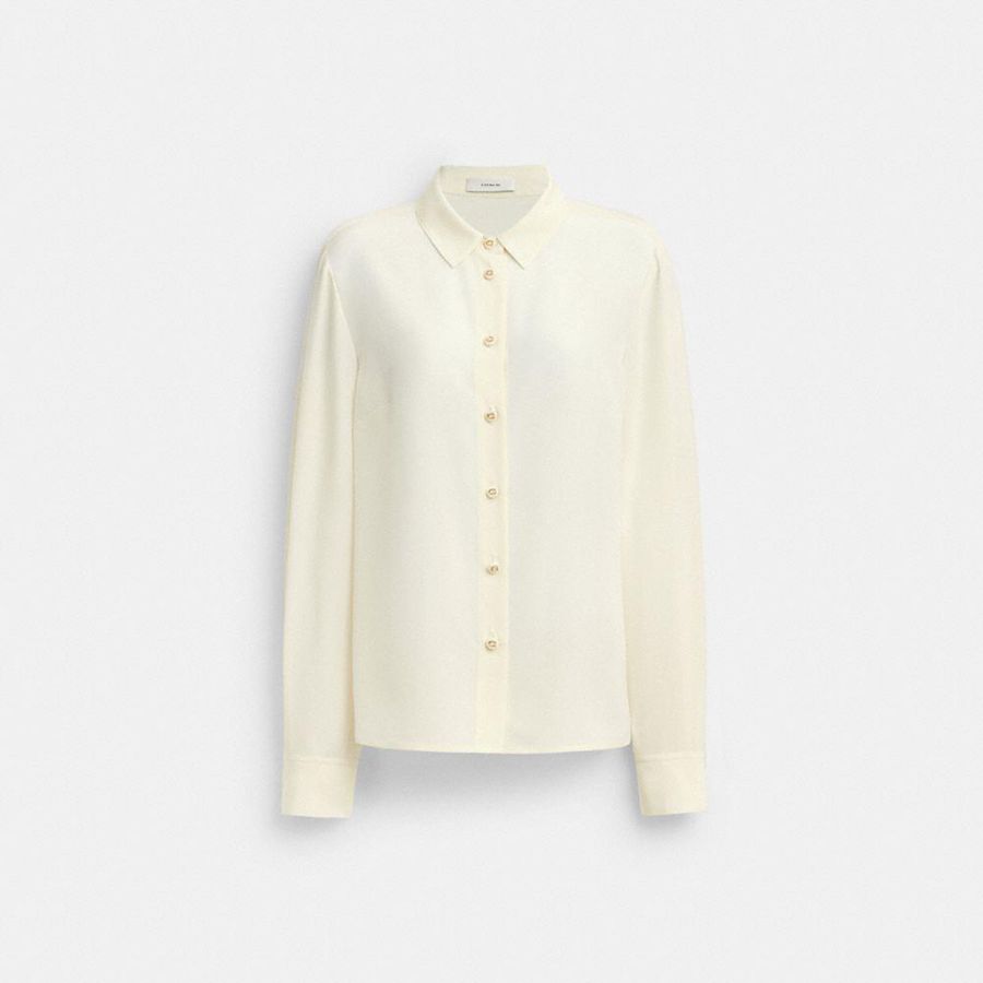 White Women COACH® Blouse Shirt | 53147FCKS