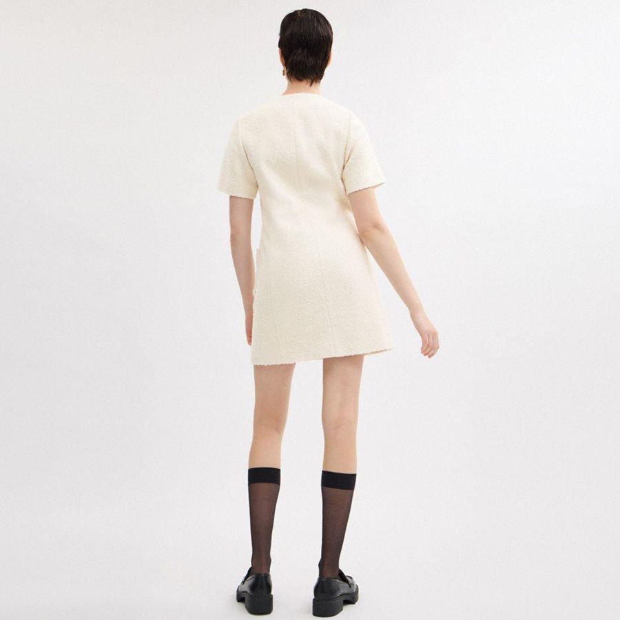 White Women COACH® Boucle Dress | 75149KEXM