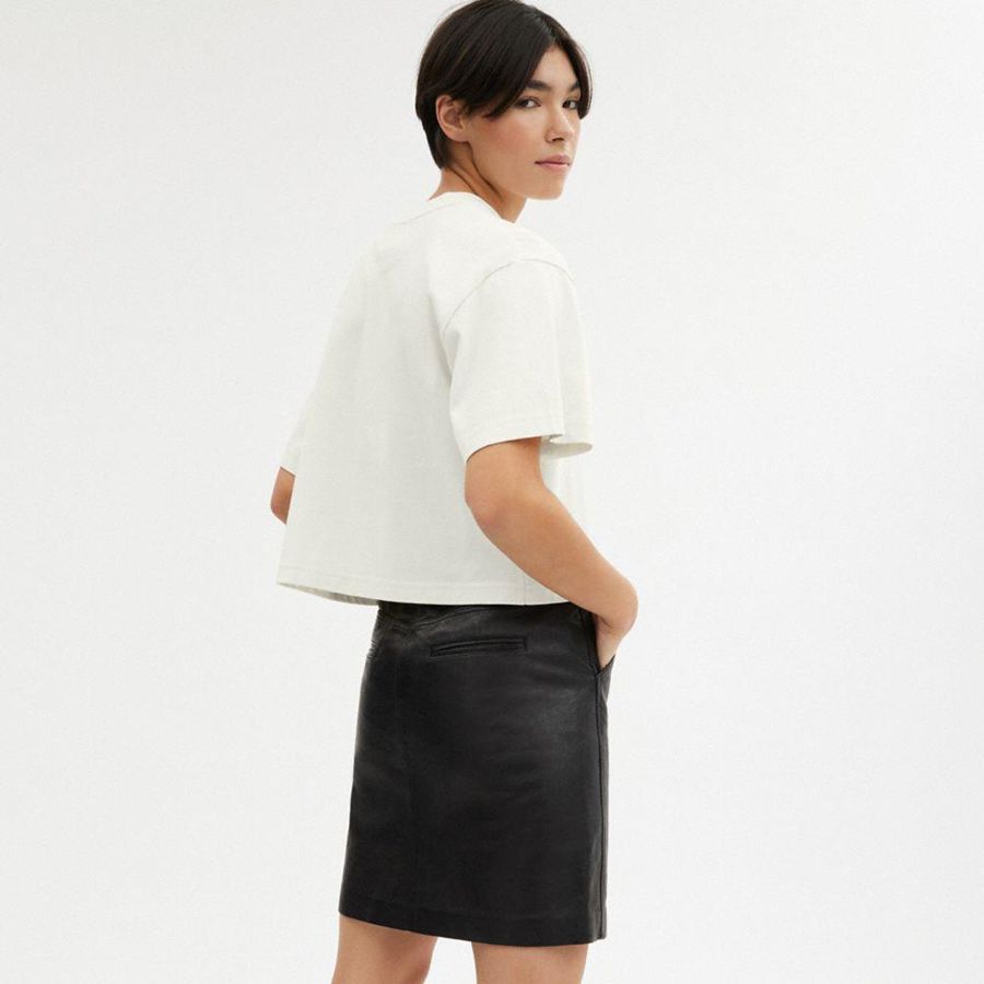 White Women COACH® Cursive Signature Cropped T-Shirt | 03571EDVJ
