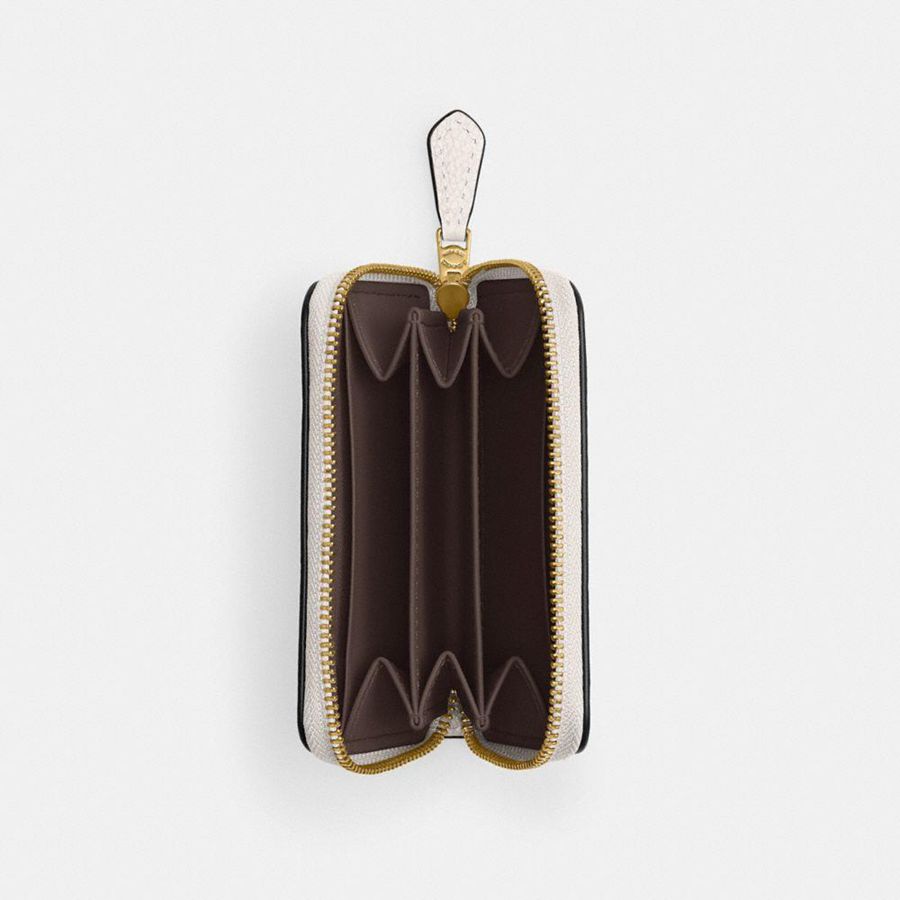White Women COACH® Essential Small Zip Around Card Case Wallet | 89237LKVU