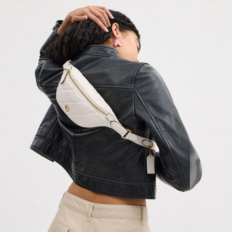 White Women COACH® Essential With Pillow Quilting Belt Bags | 05879HAUO
