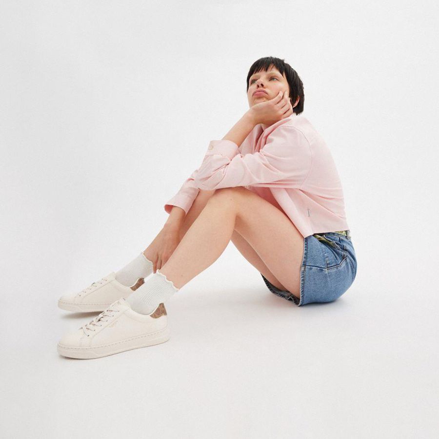 White Women COACH® High Line Sneakers | 61580WQLD