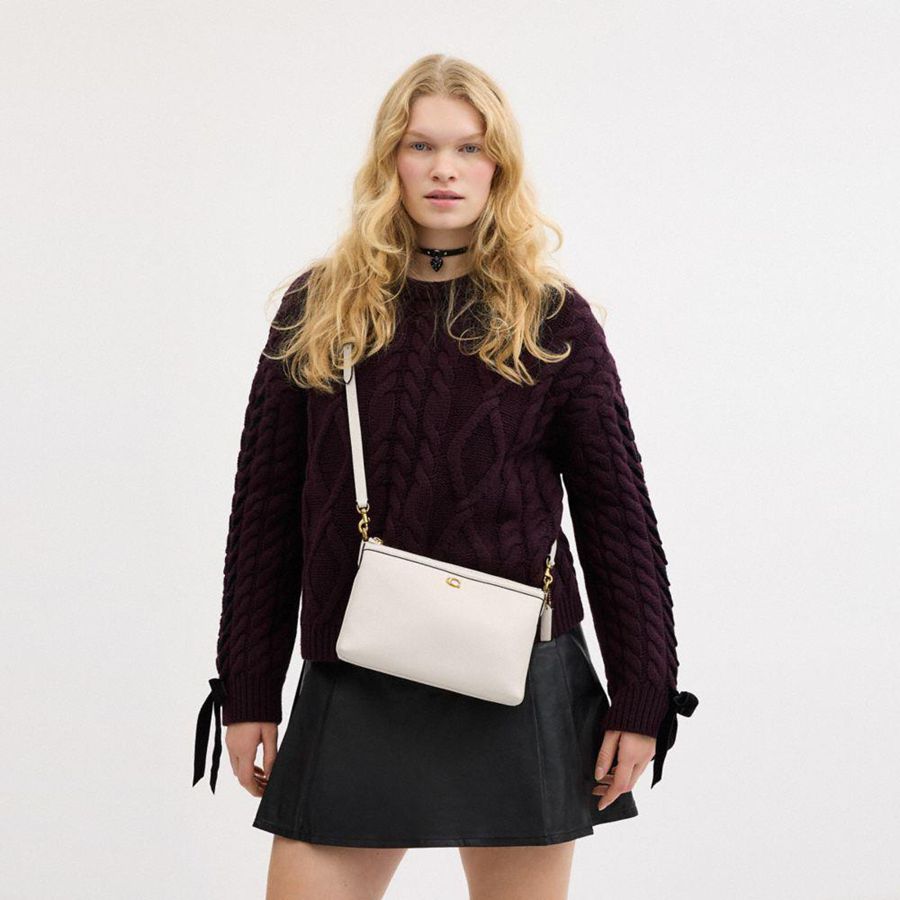 White Women COACH® Legacy Zip Top Crossbody Bag | 97241JDCW