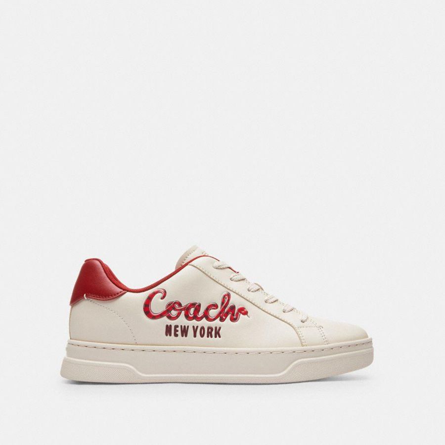 White Women COACH® New Year High Line With Coach Snake Script Sneakers | 30475LHOD