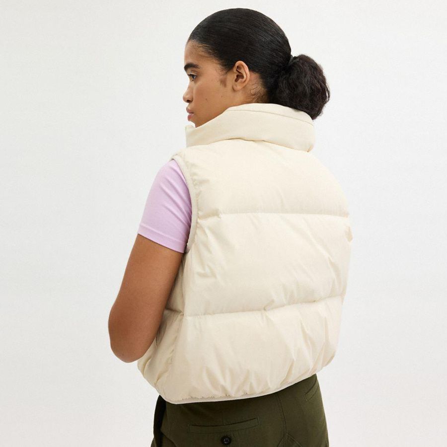 White Women COACH® Puffer In Recycled Polyamide Vest | 46370BVYJ