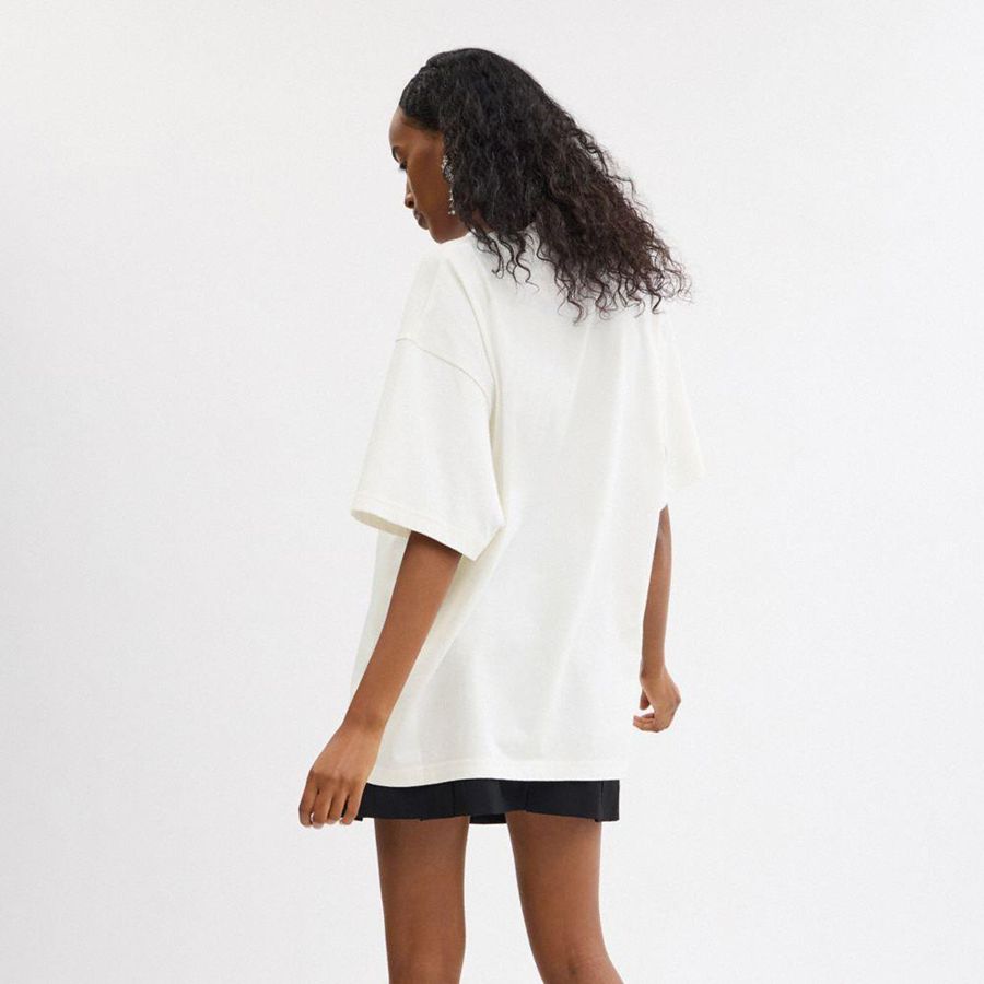 White Women COACH® Relaxed Graphic In Organic Cotton T-Shirt | 76145QTDF