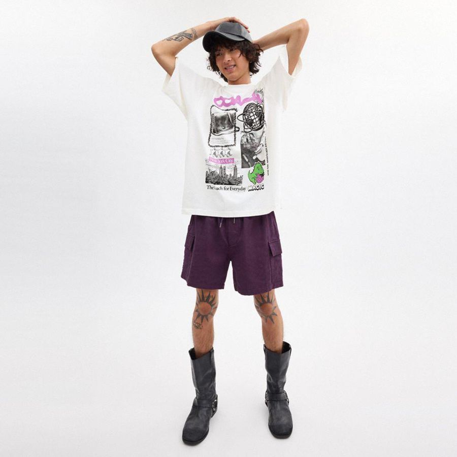 White Women COACH® Relaxed Graphic In Organic Cotton T-Shirt | 76145QTDF