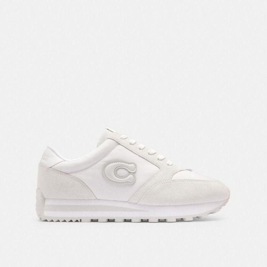 White Women COACH® Runner Sneakers | 40217ECWR