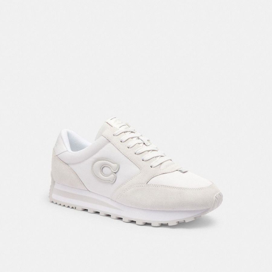 White Women COACH® Runner Sneakers | 40217ECWR