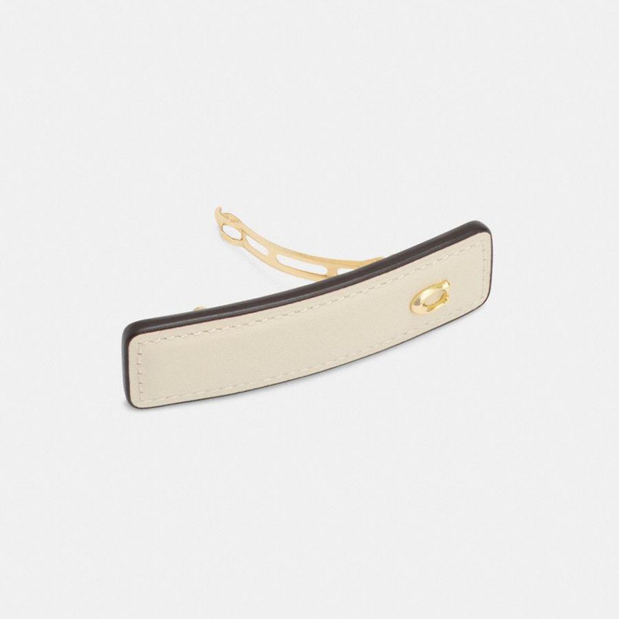 White Women COACH® Signature Leather Barrette Jewelry | 58632XLJW