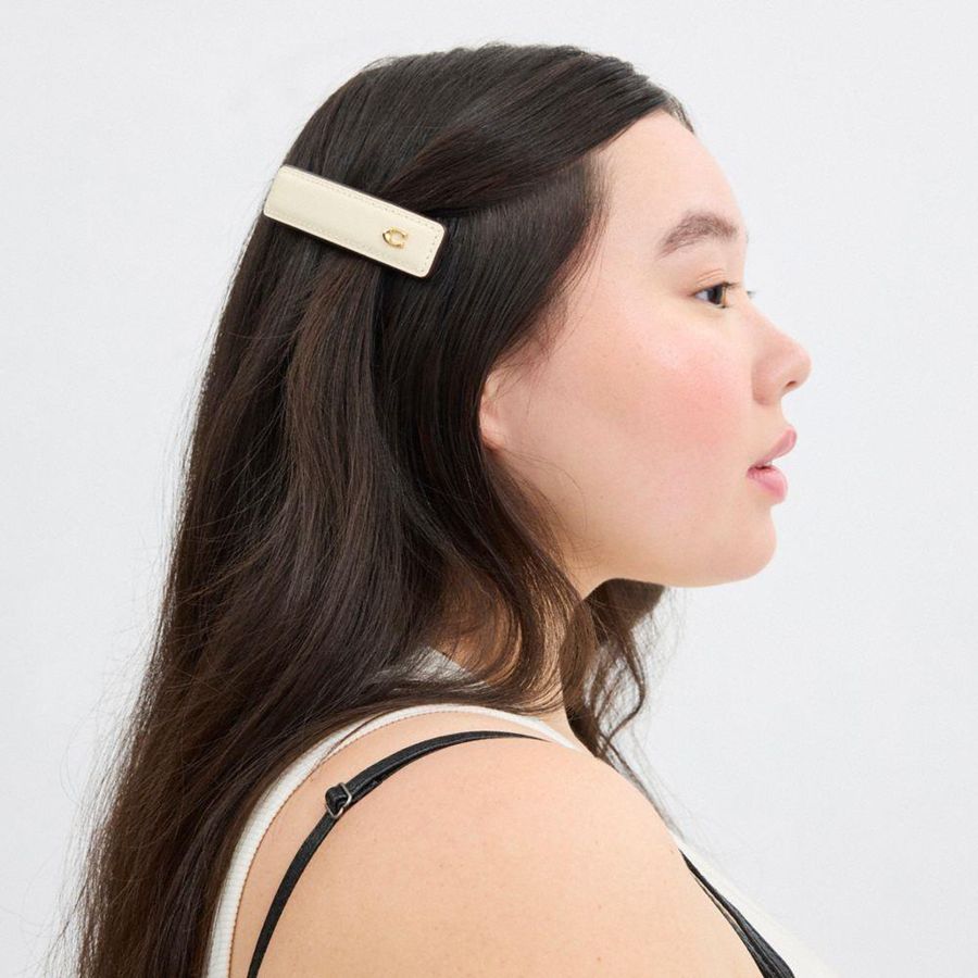 White Women COACH® Signature Leather Barrette Jewelry | 58632XLJW