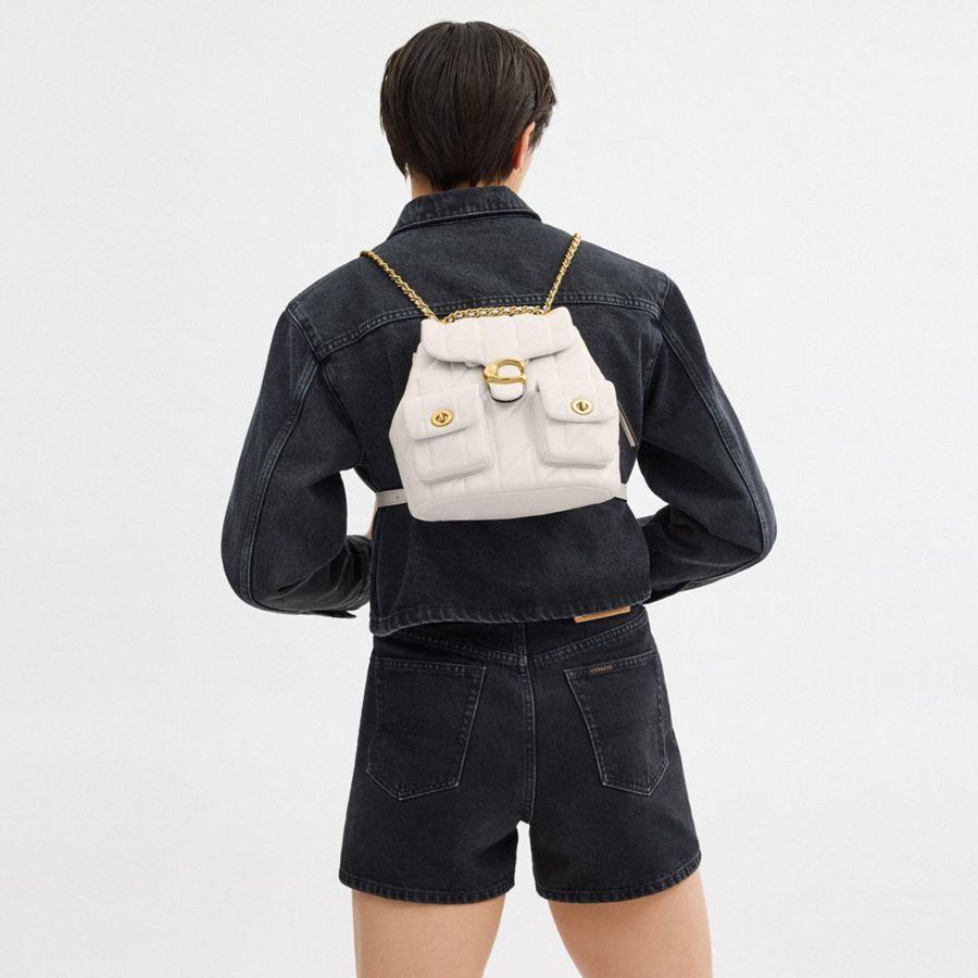 White Women COACH® Tabby With Pillow Quilting Backpack | 96234YXAC