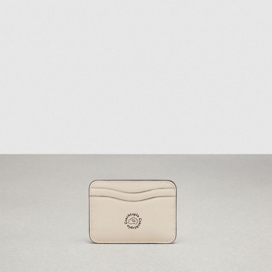 White Women COACH® Wavy Card Case In Coachtopia Leather With Cherry Print Wallet | 12638QORP