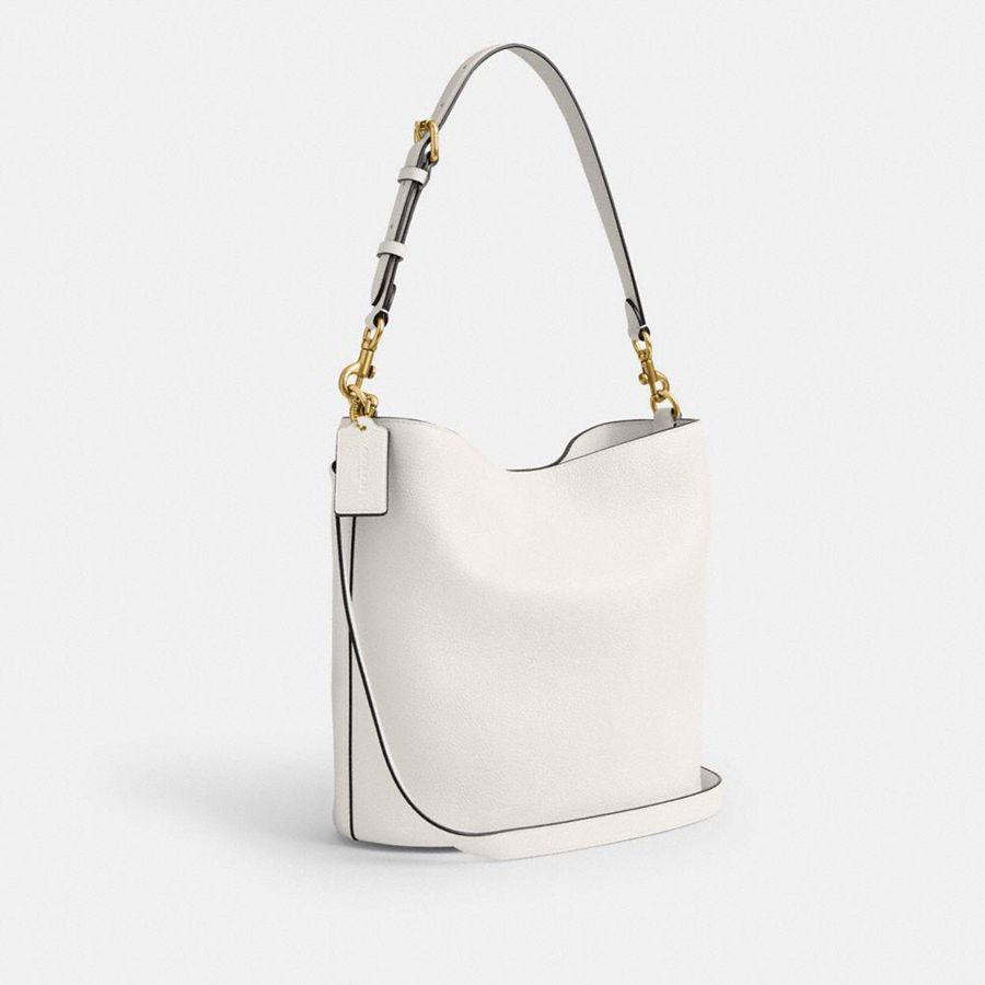 White Women COACH® Willow Soft Bucket Tote Bags | 54832BZFD