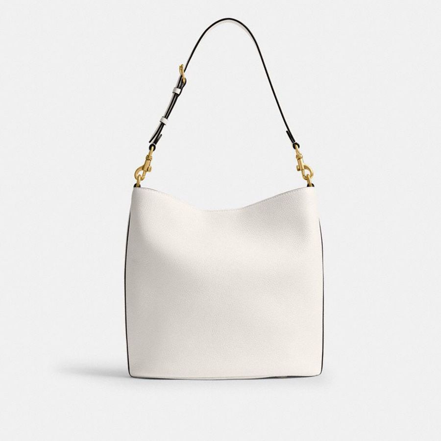 White Women COACH® Willow Soft Bucket Tote Bags | 54832BZFD