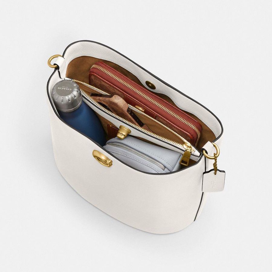 White Women COACH® Willow Soft Bucket Tote Bags | 54832BZFD