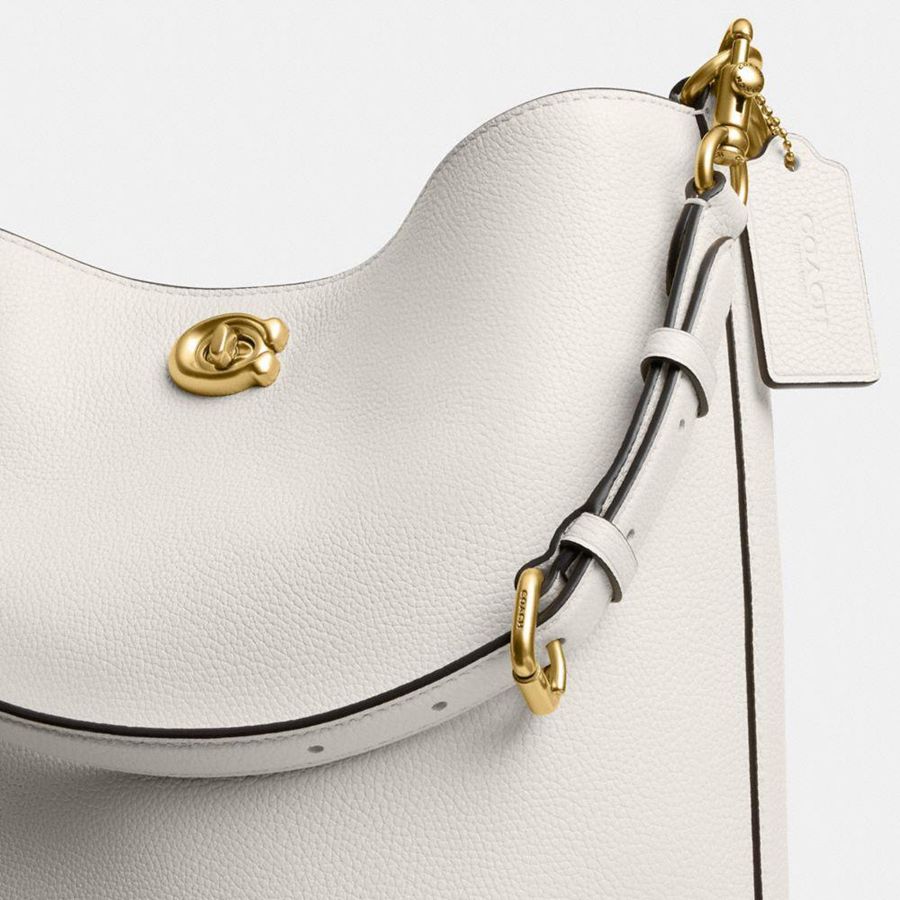 White Women COACH® Willow Soft Bucket Tote Bags | 54832BZFD