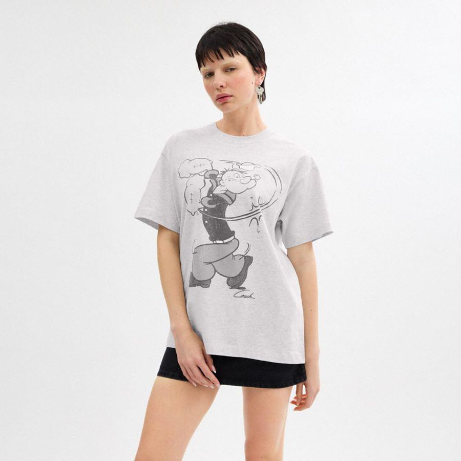 White Women COACH® X Popeye T-Shirt | 87561LKYD