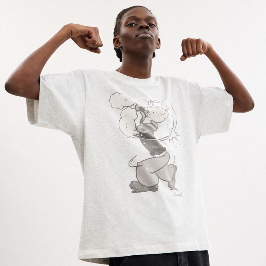 White Women COACH® X Popeye T-Shirt | 87561LKYD