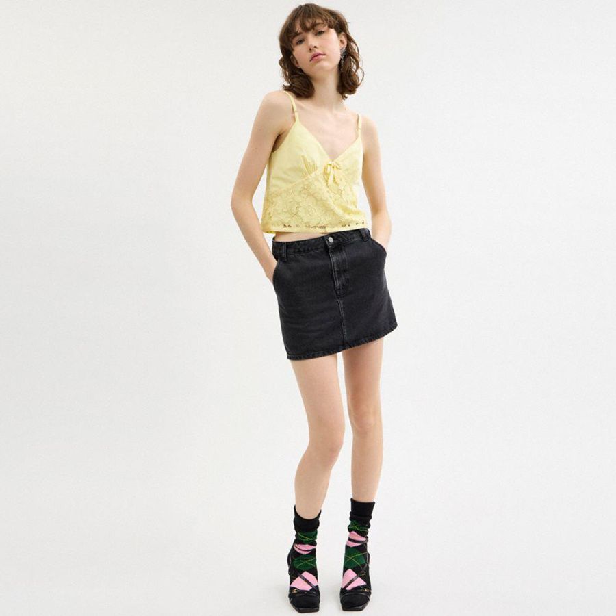 Yellow Women COACH® Lace Tank Top T-Shirt | 05962CFKT