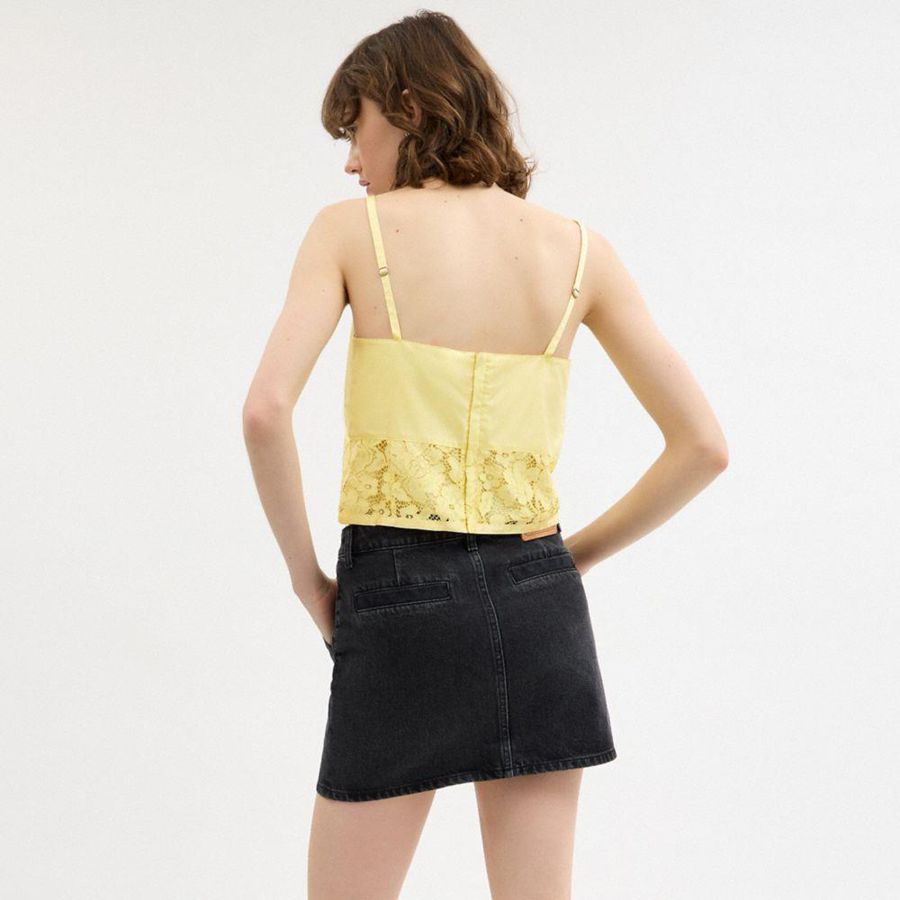 Yellow Women COACH® Lace Tank Top T-Shirt | 05962CFKT