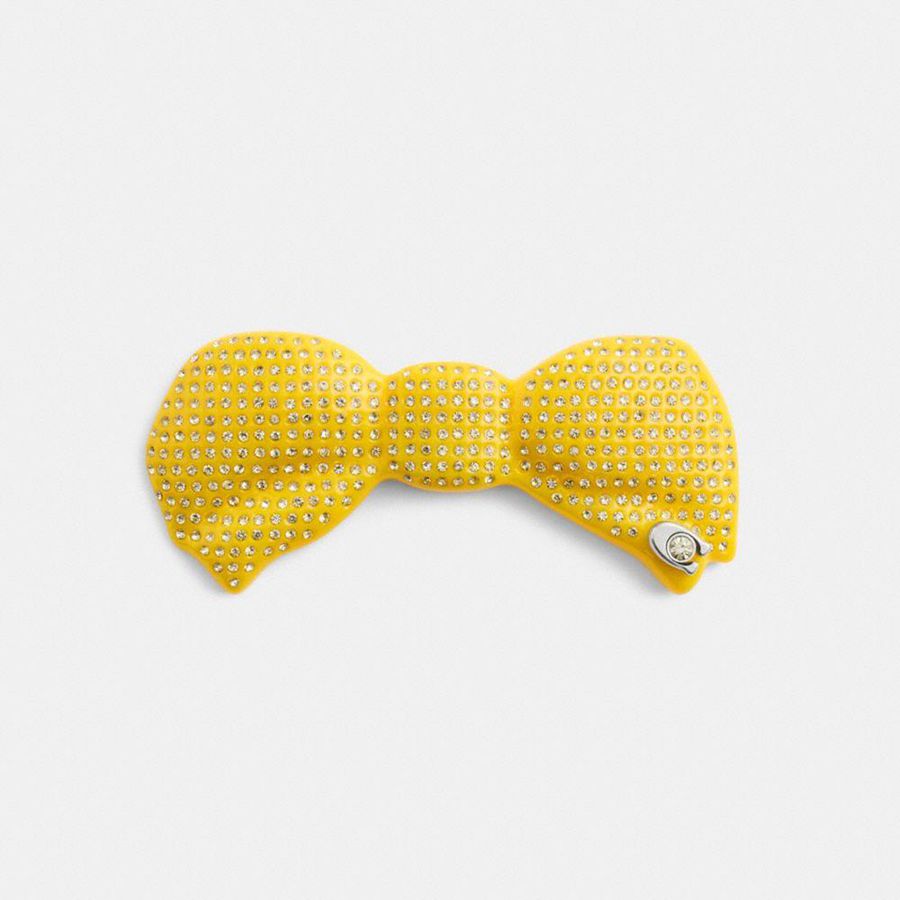 Yellow Women COACH® Pavé Bow Barrette Jewelry | 06753HTZE